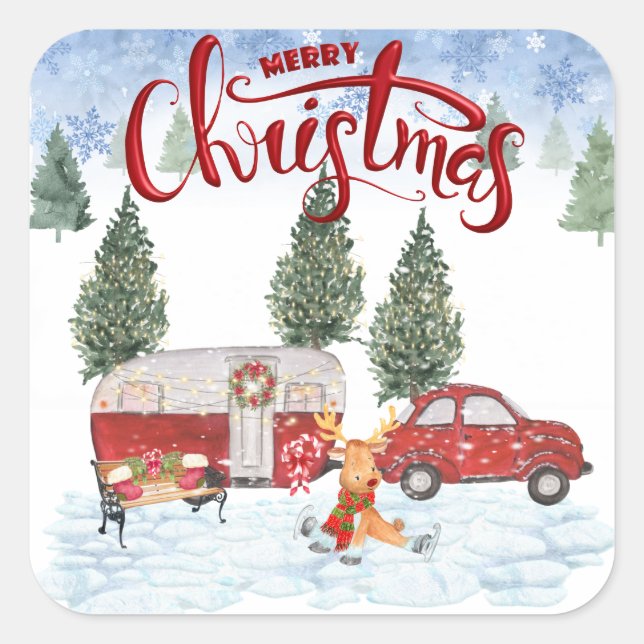 Camper Christmas Sticker (Front)