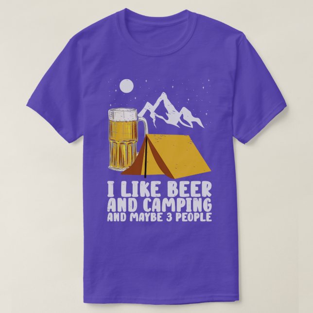 Camper Drinking Beer Wilderness Campfire    T-Shirt (Design Front)