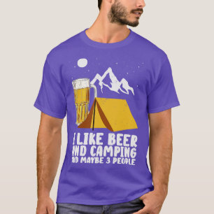 Camper Drinking Beer Wilderness Campfire T-Shirt