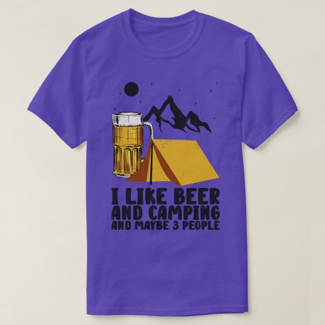 Camper Drinking Beer Wilderness Campfire     T-Shirt (Design Front)