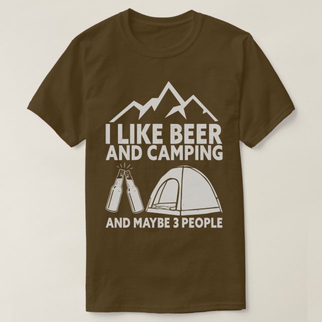 Camper Drinking Beer Wilderness Campfire T-Shirt (Design Front)