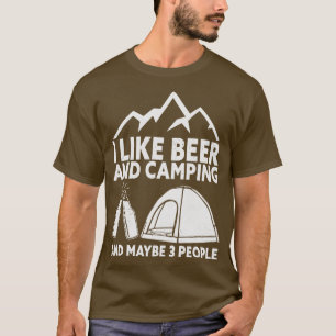 Camper Drinking Beer Wilderness Campfire T-Shirt