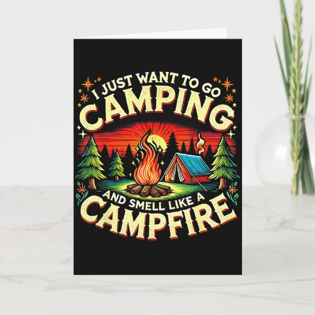 Camper Funny Cute Camng Glamng Campfire Quote Camp Card (Front)