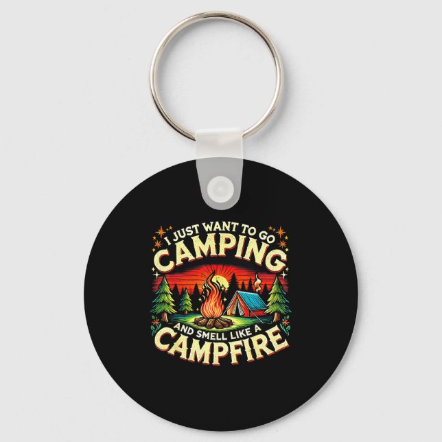 Camper Funny Cute Camng Glamng Campfire Quote Camp Key Ring (Front)