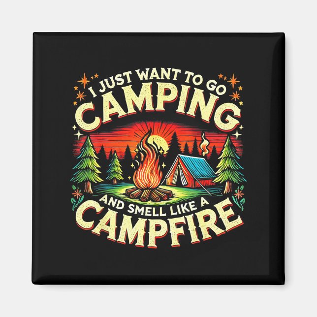 Camper Funny Cute Camng Glamng Campfire Quote Camp Magnet (Front)