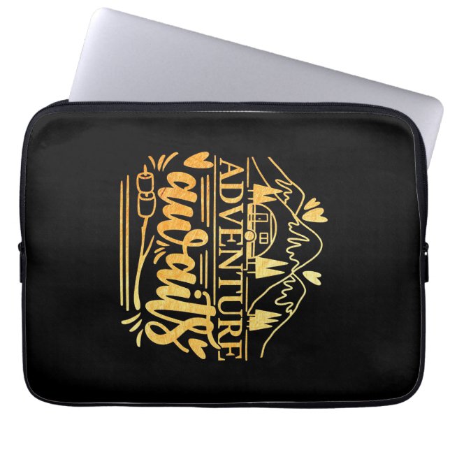 Camper Gift Adventure Is Awaits Laptop Sleeve (Front)