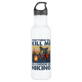Camper Gift | Go Hiking With Cat Birthday 710 Ml Water Bottle