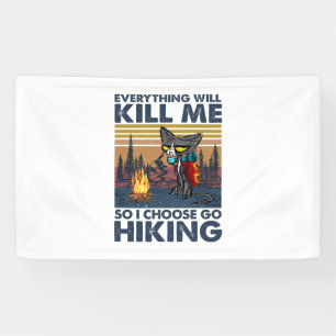 Camper Gift   Go Hiking With Cat Birthday Banner