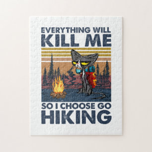 Camper Gift Go Hiking With Cat Birthday Jigsaw Puzzle