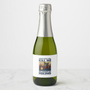 Camper Gift Go Hiking With Cat Birthday Sparkling Wine Label