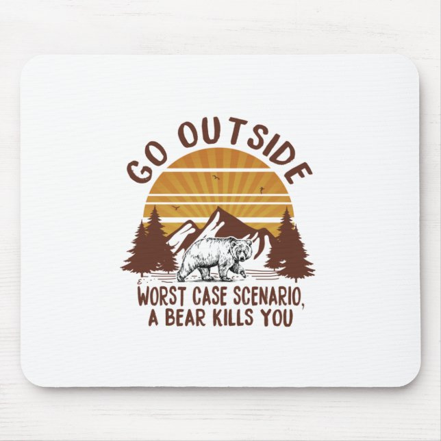 Camper Gift | Go Outside Worst Case Scenario Xmas Mouse Mat (Front)