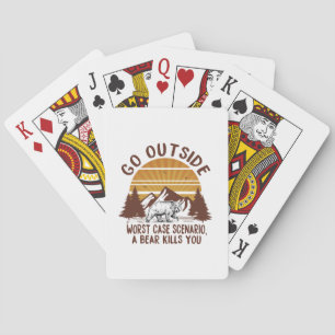 Camper Gift   Go Outside Worst Case Scenario Xmas Playing Cards