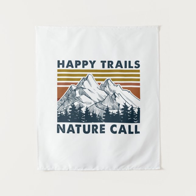 Camper Gift | Happy Trails Nature Call Birthday Tapestry (Front)