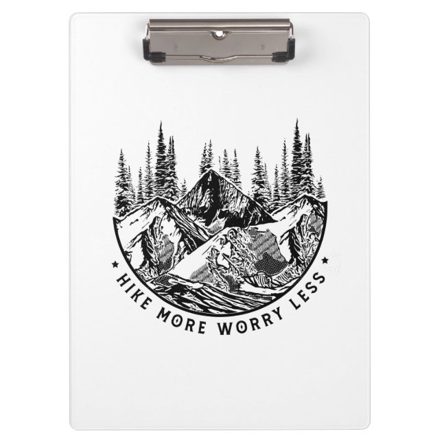 Camper Gift | Hike More Worry Less Birthday Clipboard (Front)