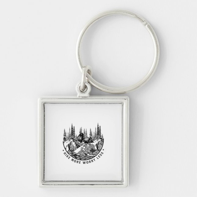 Camper Gift | Hike More Worry Less Birthday Key Ring (Front)