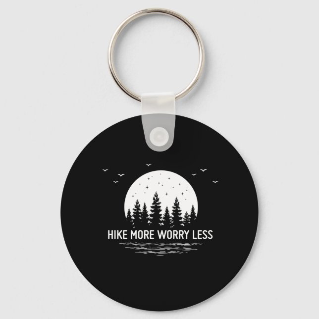 Camper Gift | Hike More Worry Less Birthday Key Ring (Front)
