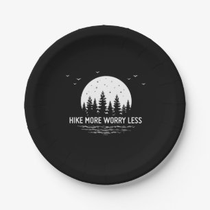 Camper Gift   Hike More Worry Less Birthday Paper Plate