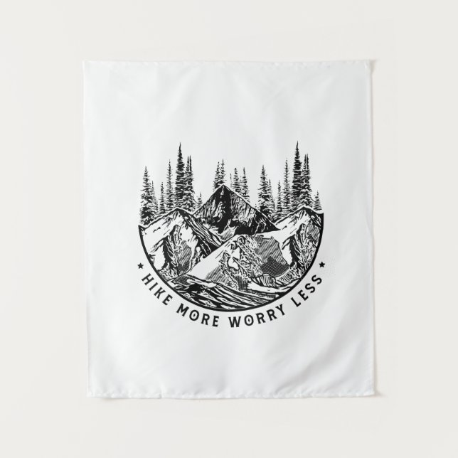 Camper Gift | Hike More Worry Less Birthday Tapestry (Front)