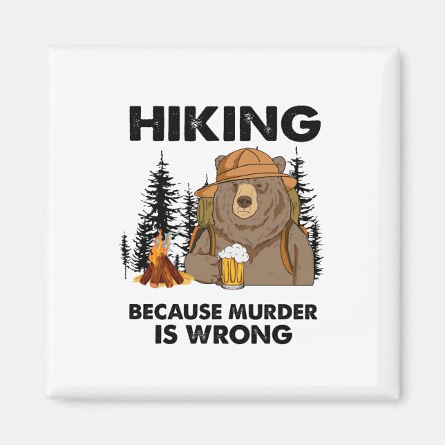 Camper Gift | Hiking Bear Birthday Magnet (Front)