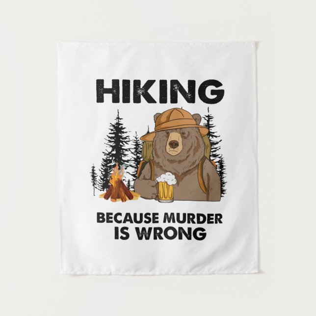 Camper Gift | Hiking Bear Birthday Tapestry (Front)