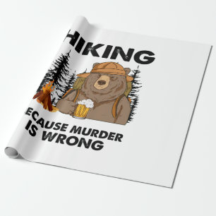 Camper Gift   Hiking Bear Birthday Wrapping Paper