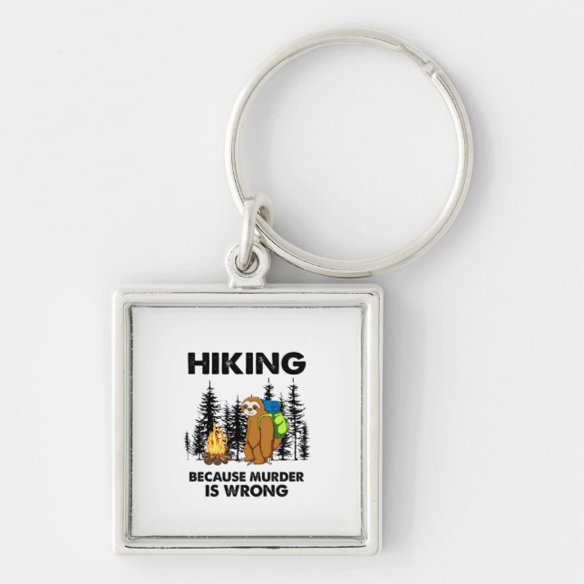 Camper Gift | Hiking Because Murder Is Wrong Xmas Key Ring (Front)