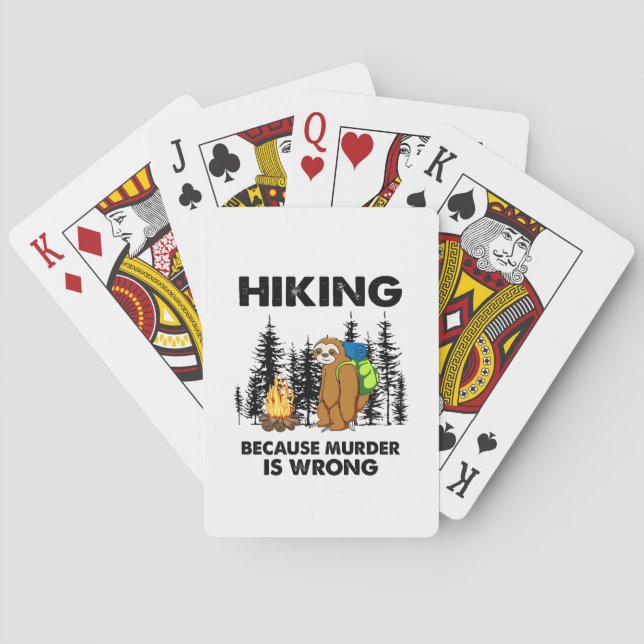 Camper Gift | Hiking Because Murder Is Wrong Xmas Playing Cards (Back)