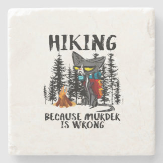Camper Gift | Hiking Because Murder Is Wrong Xmas Stone Coaster