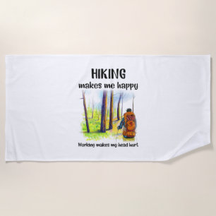 Camper Gift Hiking Makes Me Happy Birthday Beach Towel