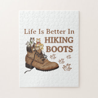 Camper Gift | Life Is Better In Hiking Boots Cat Jigsaw Puzzle