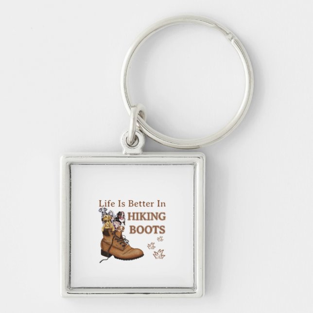 Camper Gift | Life Is Better In Hiking Boots Dog Key Ring (Front)