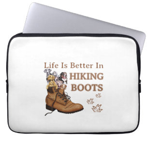 Camper Gift Life Is Better In Hiking Boots Dog Laptop Sleeve