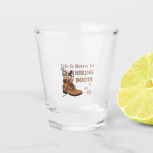 Camper Gift   Life Is Better In Hiking Boots Dog Shot Glass