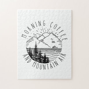 Camper Gift Morning Coffee And Mountain Air Xmas Jigsaw Puzzle