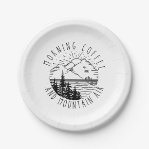 Camper Gift Morning Coffee And Mountain Air Xmas Paper Plate