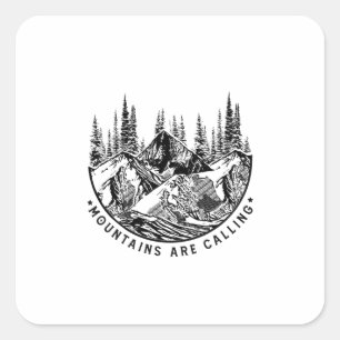 Camper Gift Mountains Are Calling Birthday Square Sticker