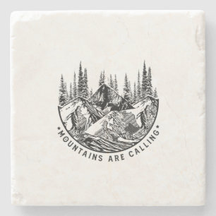 Camper Gift Mountains Are Calling Birthday Stone Coaster