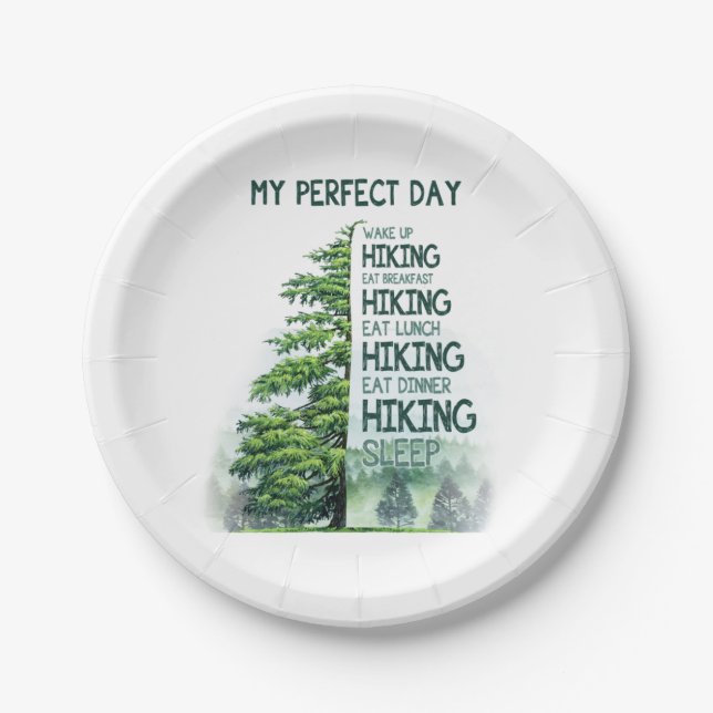 Camper Gift | My Perfect Day Hiking Birthday Paper Plate (Front)