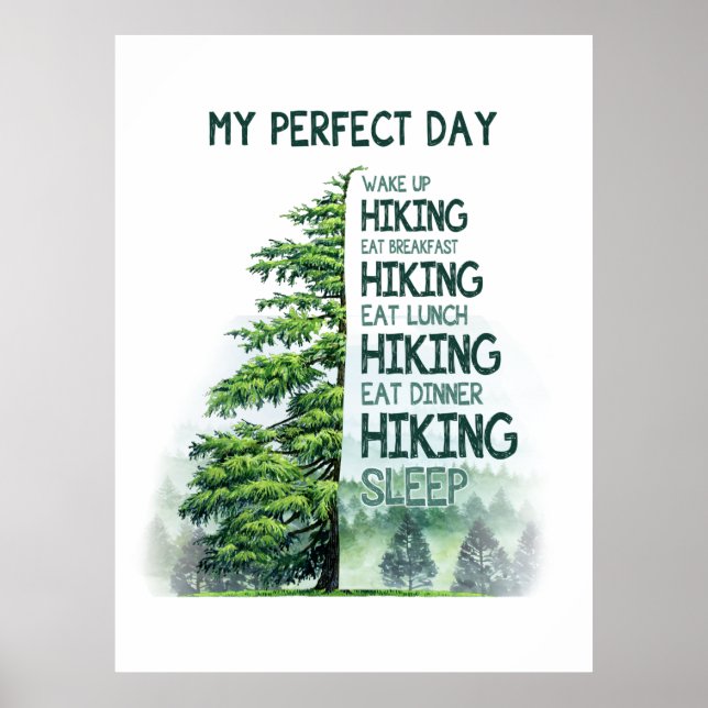 Camper Gift | My Perfect Day Hiking Birthday Poster (Front)