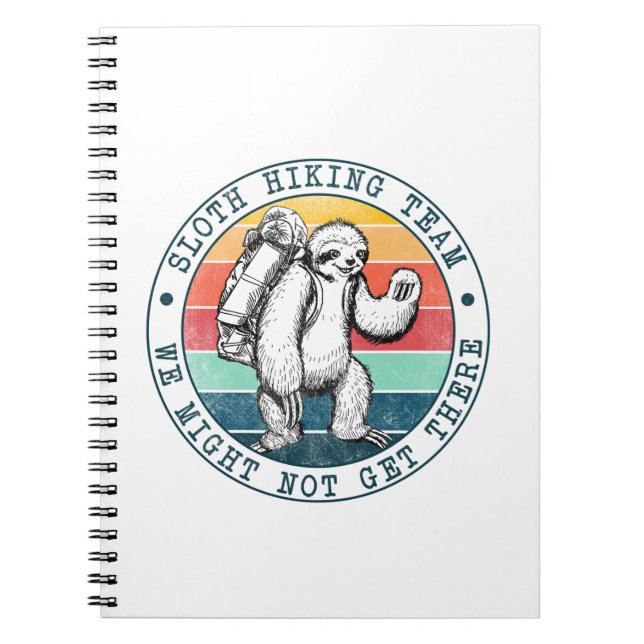 Camper Gift | Sloth Hiking Team Birthday Notebook (Front)