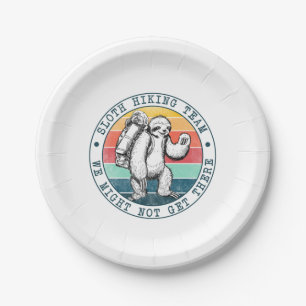 Camper Gift   Sloth Hiking Team Birthday Paper Plate