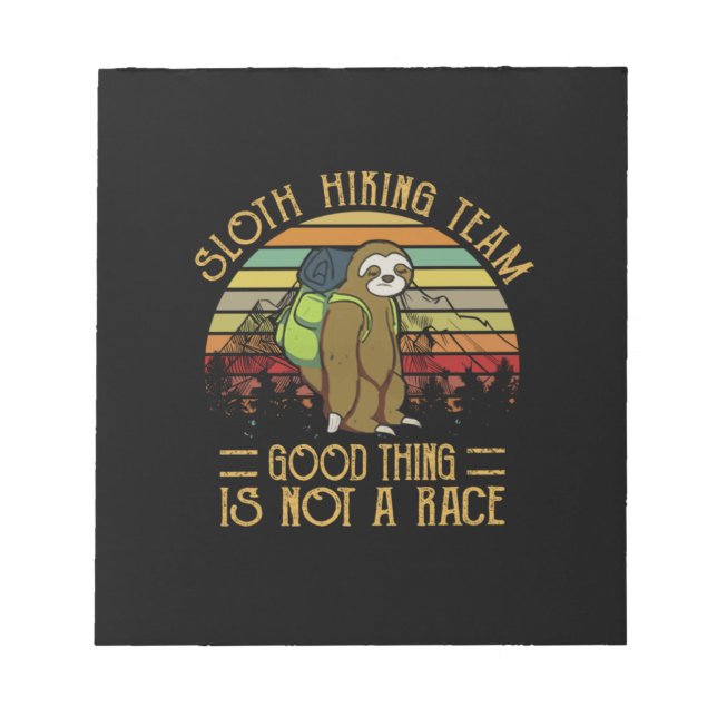Camper Gift | Sloth Hiking Team Good Thing Xmas Notepad (Front)