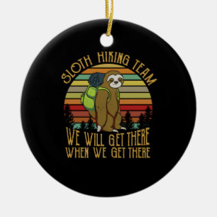 Camper Gift Vintage Sloth Hiking Team Birthday Ceramic Tree Decoration