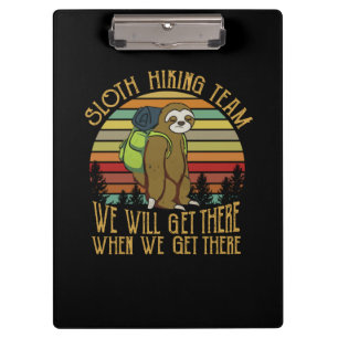 Camper Gift Vintage Sloth Hiking Team Birthday Clipboard