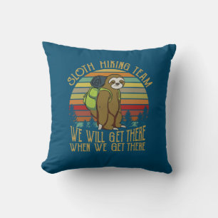Camper Gift Vintage Sloth Hiking Team Birthday Cushion