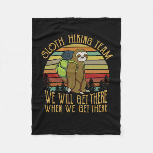 Camper Gift Vintage Sloth Hiking Team Birthday Fleece Blanket