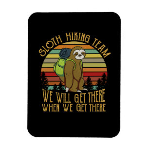 Camper Gift Vintage Sloth Hiking Team Birthday Magnet