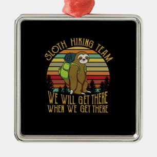 Camper Gift   Vintage Sloth Hiking Team Birthday Metal Tree Decoration