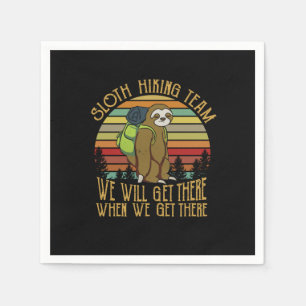 Camper Gift Vintage Sloth Hiking Team Birthday Napkin