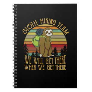 Camper Gift   Vintage Sloth Hiking Team Birthday Notebook